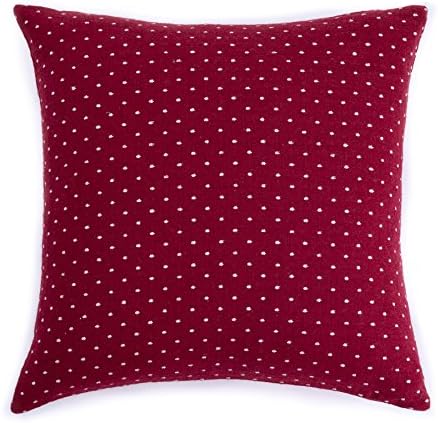 Homier Red Polka Dot Decorative Pillow Cover Throw Cushion Case for Sofa Couch - Lipstick Red/Maroon/Burgundy Color Fabric with White/Snow Accent Woven Dots - Medium, 18 x 18 Inches