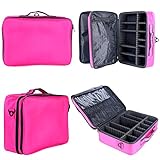 YaeKoo Professional Makeup Cosmetic Case Beauty Artist Storage Waterproof Tools Brushes Box Bag Holder Organizer with Shoulder Strap (Rose Red)