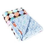 AllyZabba blanket - large 34x28in choco dot /blue