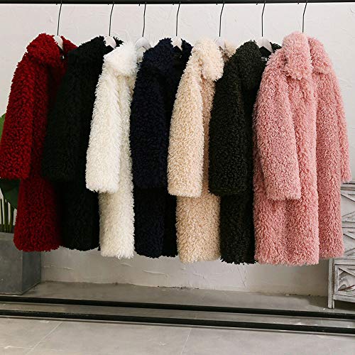 Sunward Womens Lapel Cardigans Faux Fur Fleece Long Jacket Coat Outwear S~3XL (M, White)