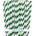 Striped Paper Straws - 100 Green White Straws - Christmas St Patrick's Birthday Supply - 7.75 Inches - Pack of 100 - Outside the Box Papers Brand