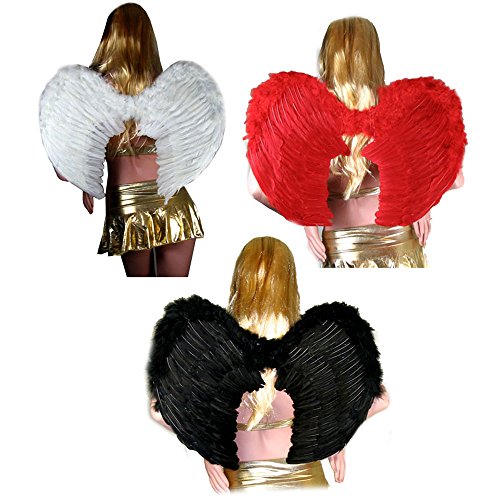 SACASUSA (TM) Large Feather Halloween Fairy Angel Wings Black, White, or Red