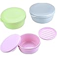 PUTING Travel Soap Container 3Pcs,Soap Holder with Lid, Portable Shampoo Bar Holder Store Separately,Leakproof Soap Dish for Travel Shower Bussines(Pink Green Gray)