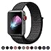 Yunsea For Apple Watch Band, New Nylon Sport Loop, with Hook and Loop Fastener, Adjustable Closure Wrist Strap Replacement Band for iwatch, 42mm, Black (Pinkish Weave Color in)