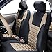 FH Group Automotive Car Seat Covers Full Set Premium 3D Air Mesh Beige and Black Seat Covers, Airbag Compatible and Split Bench Cover Universal Fit Interior Accessories for Cars Trucks and SUVs