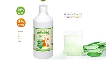 Aloe Vera Gel, ALOE & HONIG TRINKGEL PURER SAFT, mit Vitamin C, B6, B12, Niacin, Biotin I Aloe Vera Gel zum Trinken 1 Liter I
