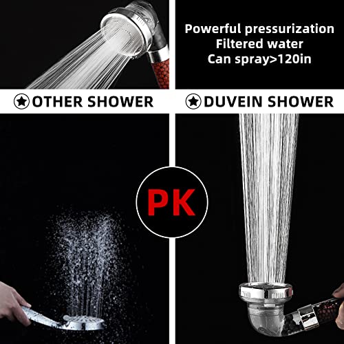 Duvein Shower Head, 3 Mode Function Spray, Filter Filtration High