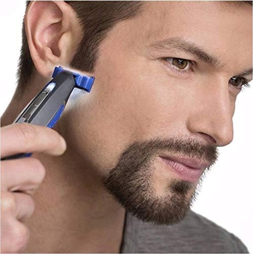 SHOPPOWORLD All In One Smart Rechargeable Face or Body Razor Beard Trimmer with Built In Light and 3 Trimming Combs for Men (Black)