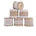 6 Pieces Burlap Ribbon, Natural Jute Fabric Ribbons Rolls Set, Multiple Styles for Arts Crafts DIY Gift Wrap Wedding Party Home Decoration