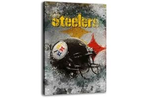 LIJINGJINGGG Pittsburgh City Sports Steelers Canvas Wall Art Poster American Football Sports Painting Modern Home Living Room Office Wall Decor Gifts (Steelers,Framed 8" x 12")
