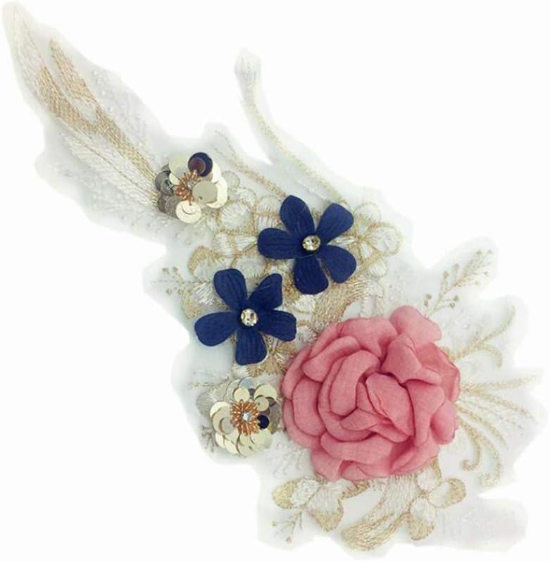 Kingus Three-Dimensional Peony Flower Embroidery Patches Iron On Sew On Patches Applique Clothing Lace Cloth Stickers