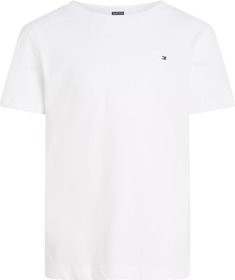 T-Shirt Manches Courtes Garçon Col Ras-du-Cou, Blanc (Bright White), 7 Ans