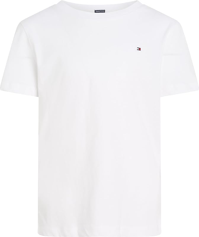 T-Shirt Manches Courtes Garçon Col Ras-du-Cou, Blanc (Bright White), 7 Ans