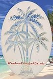Oval Palm Tree Etched Window Decal Vinyl Glass Cling - 15