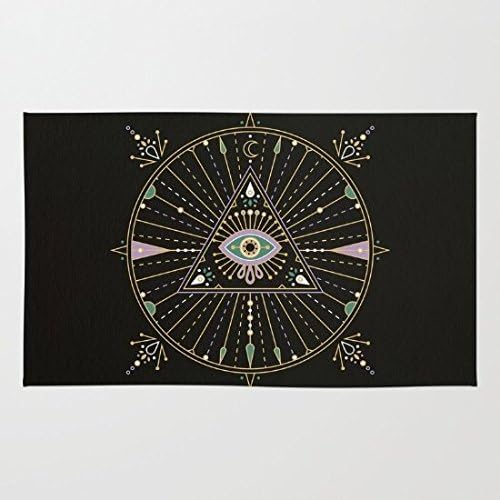 Evil Eye Mandala Black Doormat Floor Mat Rug Inside Rubber Doormat 23.6''(L) x 15.7''(W)