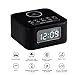 Homtime Wireless Charging Alarm Clock Radio Bluetooth Speaker for Bedrooms,Wireless Charger for iPhone X,Snooze,4 Dimmer,USB Charger Port,Hands-Free,Black