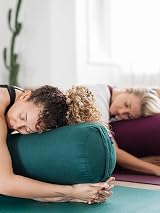 Yogamatters Organic Cotton Bolster Navy Blue 63cm 2.2kg Removable Cover view 5