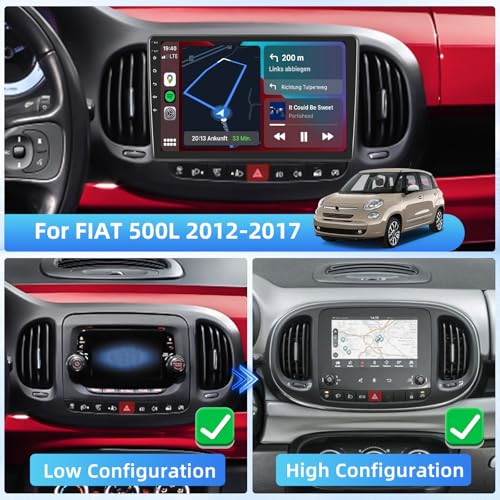 Fuluku 4+64G Android Car Radio for Fiat 500L 2012 2013 2014 2015 2016 2017 with Wireless Carplay & Android Car, 10.1 Inch IPS Touch Screen Radio with Bluetooth 5.0/GPS/Rear Camera/FM/WiFi/SWC