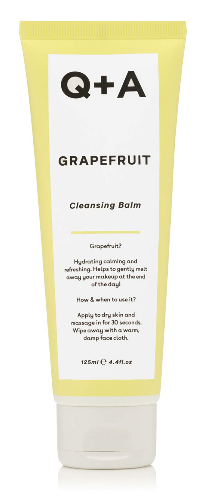 Q+A Grapefruit Cleansing Balm (125ml), Natural Makeup Remover with Cocoa Butter and Squalane, Hydrating Face Cleanser, Skincare for All Skin Types, Cleanse and Moisturise Skin