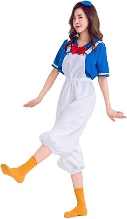 Amazon 親子お揃い ペア服 セーラー服 海軍風 仮装 カジュアル ポップ サロペット オールインワン コスチューム 大人用 子供用 L 大人 キッズコスチューム おもちゃ