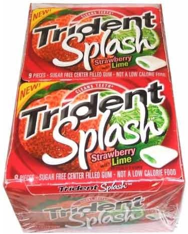 SmileThailand Trident Splash Sugar Free Gum, Strawberry - Lime, 9-Count (Pack of 10)