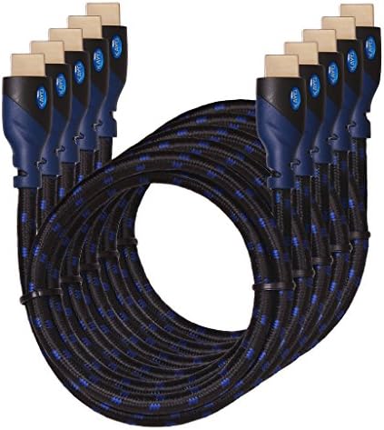 4K HDMI Cable -KAYO High Speed HDMI 2.0b Cable 18Gbps[Supports 4K HDR,3D,2160P,1080P,Ethernet]-Braided HDMI Cord-Audio Return(ARC),Xbox360,PS4/PS3,Apple TV,Roku+Bonus Cable Tie,Blue BLK (6FT -5 Pack)