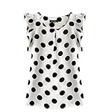Shouhengda Women Chiffon Polka Dot Blouse Ruffle Sleeve Office Lady Shirts