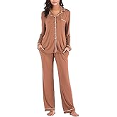 Aamikast Women's Pajama Sets Long Sleeve Button Down Sleepwear Nightwear Soft Pjs Lounge Sets