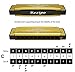 2 PCS Diatonic Harmonica Standard 10 Hole 20 Tones Harmonica Key of C Blues Harp with Case for Beginner Kids Adult, 2 Pack Set, One Gold One Black By REZIPO