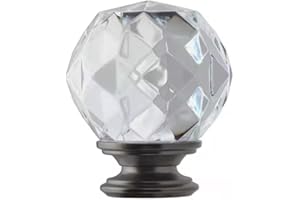 NINJAMO Faceted Gunmetal Acrylic Crystal Sphere Curtain Rod Finial Set of 2 (Gunmetal Crystal)