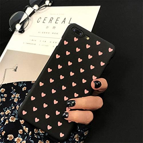 NGLSLL 2PCS Pink Couple Love Heart Black Case For Iphone XMAX XR XS Sweet Hard Back Cover For Iphone6S 7 8 7P 8P Phone Casing Coques Capa-for iPhone8-Silver