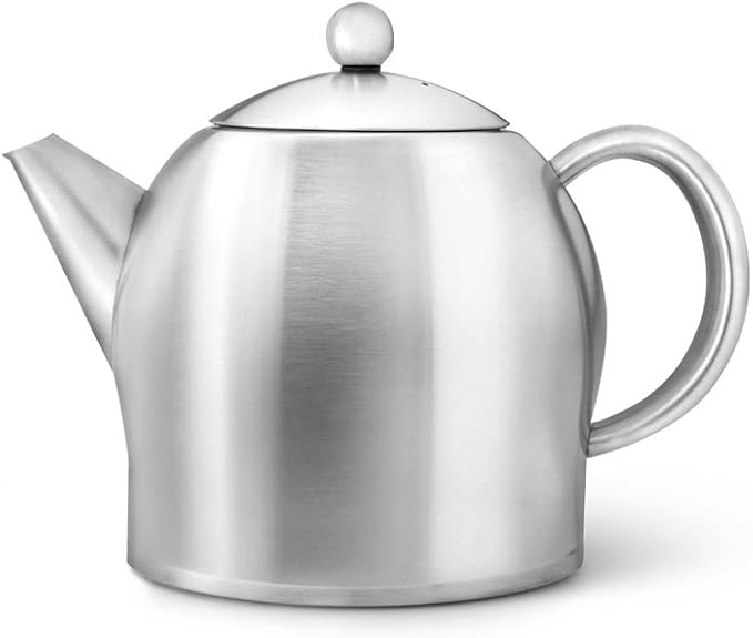 bredemeijer Santhee Double Walled Teapot, 1.4Liter, Stainless Steel