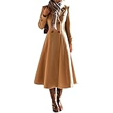 Mywinway Long Wool Coats for Women Fall Winter Double Breasted Peacoat Jackets Maxi Trendy Trench Coat