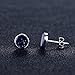 EVERU Flat Round Sterling Silver Black Stud Earrings for Men and Women