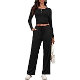 KOMEIANA Two Piece Sets for Women Long Sleeve Wide Leg Tracksuits 2 Piece Lounge Sets Winter Casual Sweatsuits Matching Sets