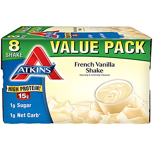 Atkins Gluten Free Protein-Rich Shake, Creamy Vanilla, Keto Friendly, 8 Count (Pack of 1)