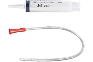 Goat Colostrum Feeding Kit with Tube and Large Syringe for Liquid, 18 FR 16 in Clear Flexible Catheter Tube for Feeding Milk Replacer Colostrum Electrolytes - Goat Kids, Lambs, Bird Crop Feeding Supplies, 60ml Syringe with Catheter tip, Goat Supplies Bundled by LBH MARKET