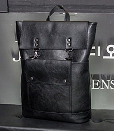 CustomHomme Men's Vintage Square Leather Rucksack Backpack One Size Black