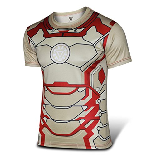 Cos-me The Avengers 2 Cosplay Iron Man Short-sleeved T-shirt for Men Costume