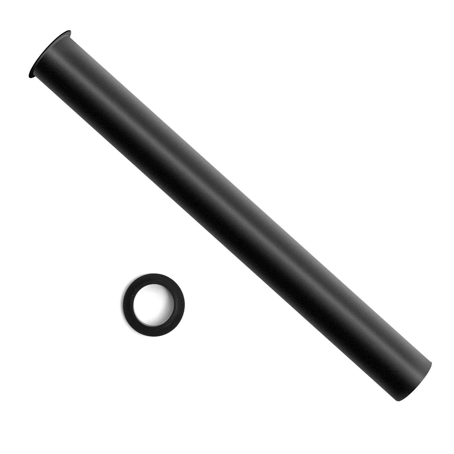 OPERMAXER Brass Immersion Pipe Extra Long 400 mm for Universal Siphon, Extension Pipe 1 1/4 Inch x 32 mm Drain, Adjustable Pipe Including Seals, Matt Black