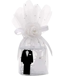 Qilicz Lot De 12 Mini Cage à Oiseaux En Tulle Pour Mariage