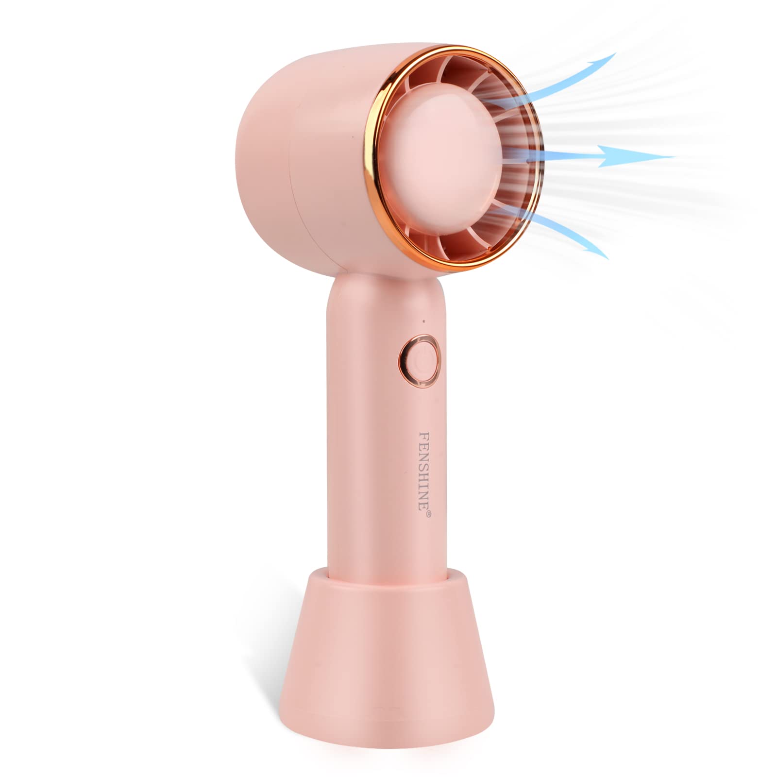 Fenshine Desk Fan, Portable Mini Handheld Fan with 3 Speeds, USB Rechargeable, Air Conditioning Blower, Low Noise for Home Office Indoor Outdoor Holiday Travel(Pink 01)