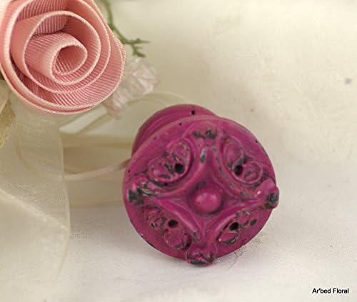 Raspberry Wall Button Fleur De Lis Circle ~ Knob ~ Picture Hanger Wall Accent