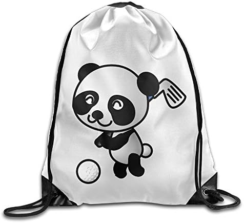 Zhanzy Golf Panda Large Drawstring Sport Backpack Sack Bag Sackpack