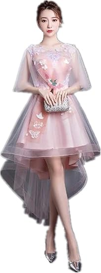 Amazon パーティードレス ピンク フィッシュテール 可愛い ファスナー 細見えシルエット オーダーメイド可能 パーティードレス 通販