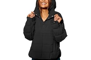 chouyatou Women's Quilted Pullover Puffer Jacket Packable Hooded Oversize Winter Coat Tops