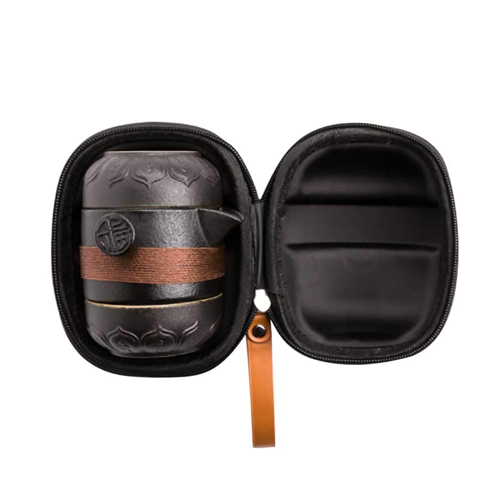 Portable Travel Tea Set with Case, Chinese Kung Fu Teapot 1 Pot 2 Cups, Ceramic Tea Pot Set, for Outdoor Picnic Business