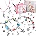 Hicarer 64 Pieces Girl Christmas Birthday Gift DIY Charm Bracelet Making Kit Unicorn Santa Craft Jewelry Making Supplies Bead Snake Chain for Girls Teens