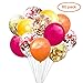Mosoan 60PCS 12 Inches Latex Balloons Confetti Balloons Set - Red & Orange & Gold Balloons Helium Balloons for Birthday Fall Autumn Thanksgiving Give Thanks Party Decorations Supplies