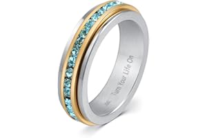 M MUSES ART DESIGN Muses Art Design Fidget Rings, Anxiety Rings, Spinner Rings, Band Rings with Birthstone, Stainless Steel, Women and Men, Meditation Rings, Thumb Rings, Stress Relieving and Anxiety Reducing